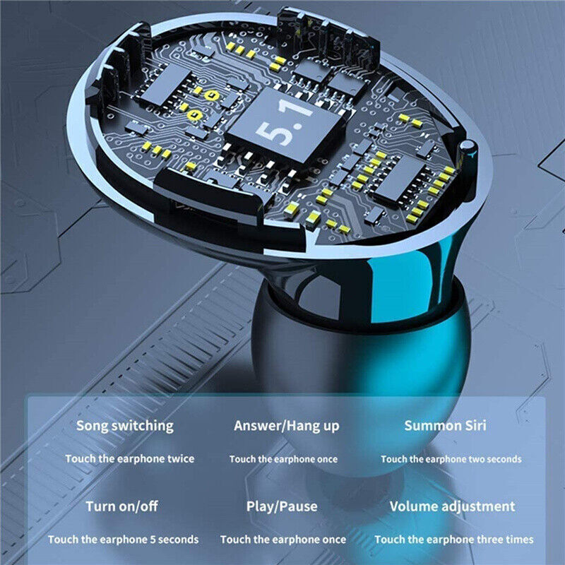 Bluetooth Wireless Headphones TWS Earphones Mini In-Ear Pods For Android